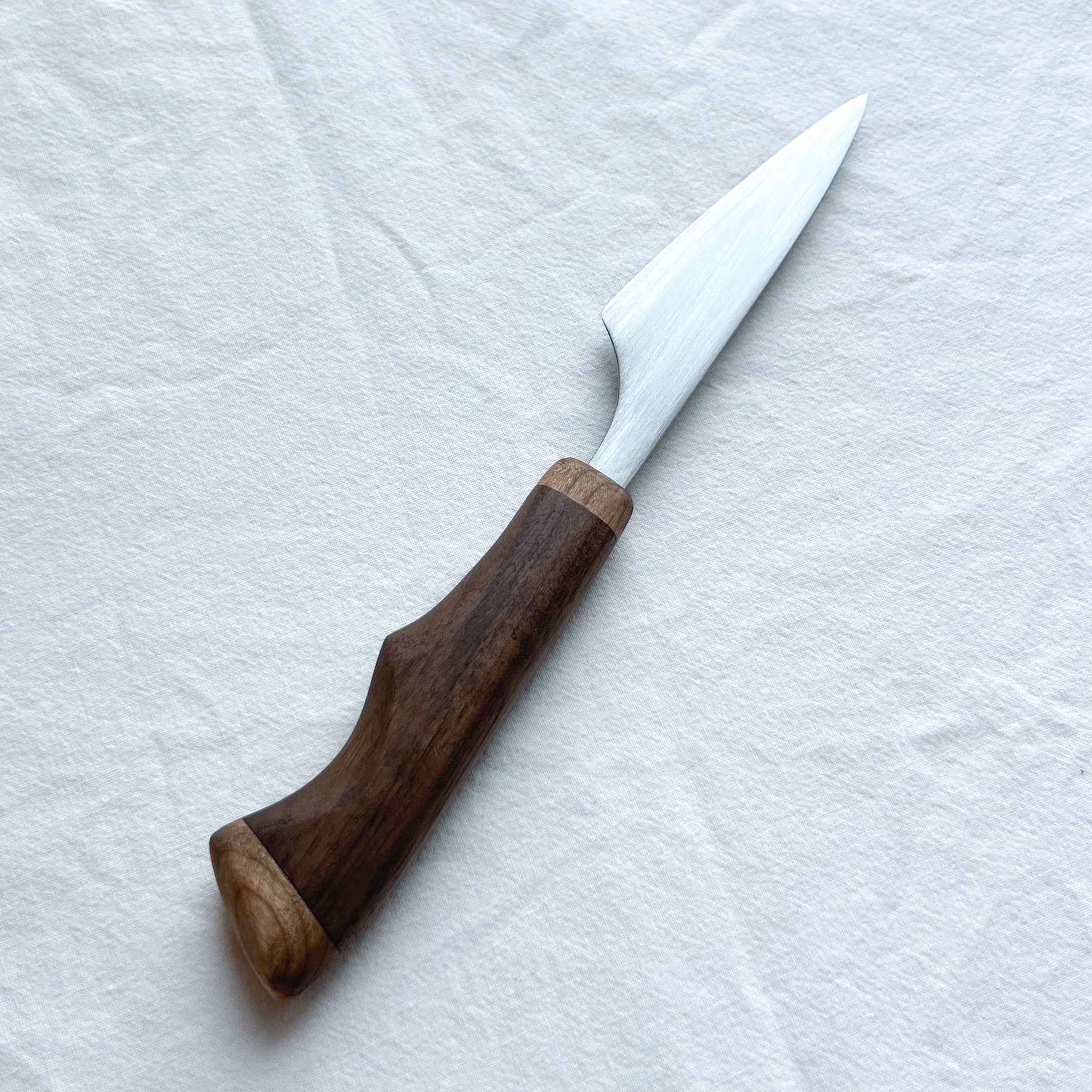 Black Walnut and Cherry Paring Knife on White Background